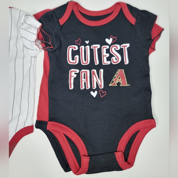 MLB Arizona Diamondbacks Baseball 3 Pcs Baby Onesie Newborn 12 Months Black Red - Picture 2 of 4